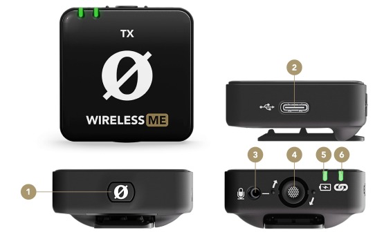 RODE - WIRELESS ME - Features - Transmitter TX Características - Transmisor TX