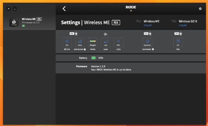 RODE - WIRELESS ME - Modo Merged y Split - Paso 1 Modo Merged y Split - Paso 1