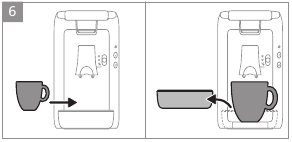 Coloque una o dos tazas debajo del surtidor de café