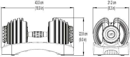 Bowflex - SelectTech BD552i - Dimensiones Dimensiones