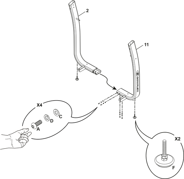 Bowflex - TreadClimber TC10 - Fije el montante izquierdo al montante derecho Fije el montante izquierdo al montante derecho
