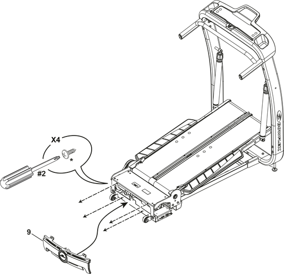 Bowflex - TreadClimber TC10 - Retire los elementos de fijación y fije la cubierta trasera Retire los elementos de fijación y fije la cubierta trasera