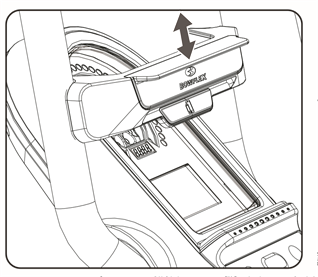 Bowflex - Max Trainer M8 - Uso de JRNY - Asegure su dispositivo para un entrenamiento - Paso 1 Uso de JRNY - Asegure su dispositivo para un entrenamiento - Paso 1