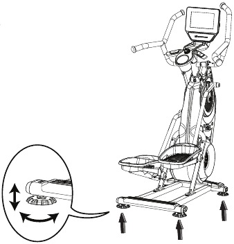 Bowflex - Max Trainer M9 - Ajustes - Paso 2 - Cómo nivelar la máquina Ajustes - Paso 2 - Cómo nivelar la máquina