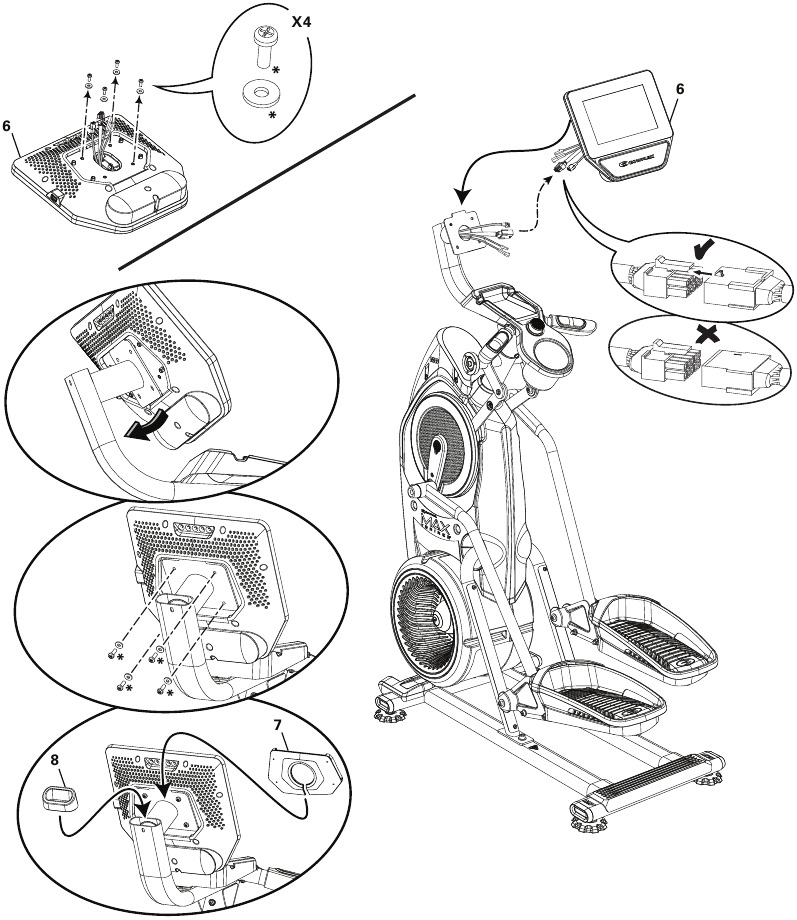 Bowflex - Max Trainer M9 - Montaje - Paso 10 - Retire la cubierta trasera de la consola Montaje - Paso 10 - Retire la cubierta trasera de la consola