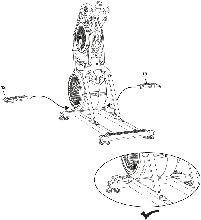Bowflex - Max Trainer M9 - Montaje - Paso 4 - Fijar las cubiertas del estabilizador Montaje - Paso 4 - Fijar las cubiertas del estabilizador