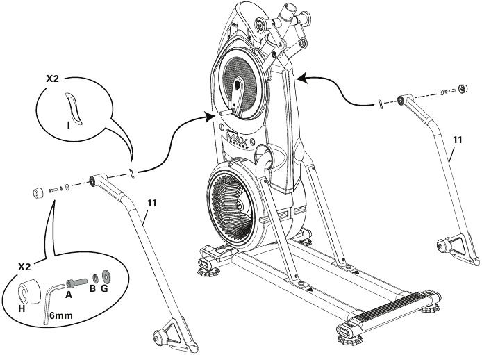 Bowflex - Max Trainer M9 - Montaje - Paso 6 - Fijar las patas Montaje - Paso 6 - Fijar las patas