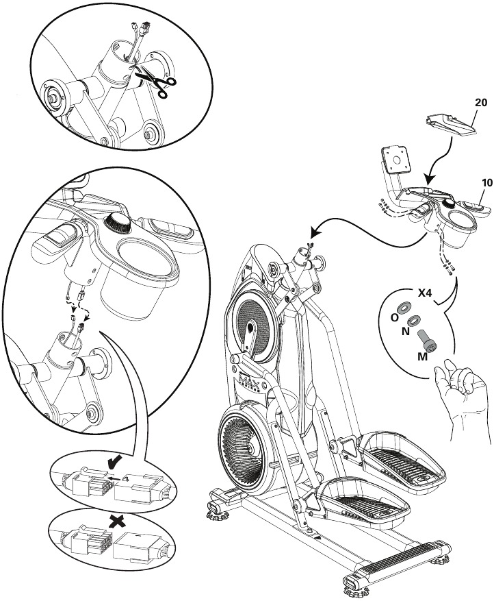 Bowflex - Max Trainer M9 - Montaje - Paso 9 - Cortar la brida de envío Montaje - Paso 9 - Cortar la brida de envío