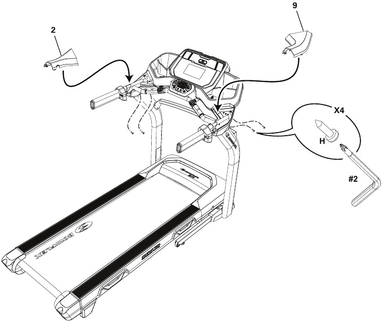 Bowflex - BXT6 - Montaje - Paso 10 - Encajar las cubiertas de la unión Montaje - Paso 10 - Encajar las cubiertas de la unión