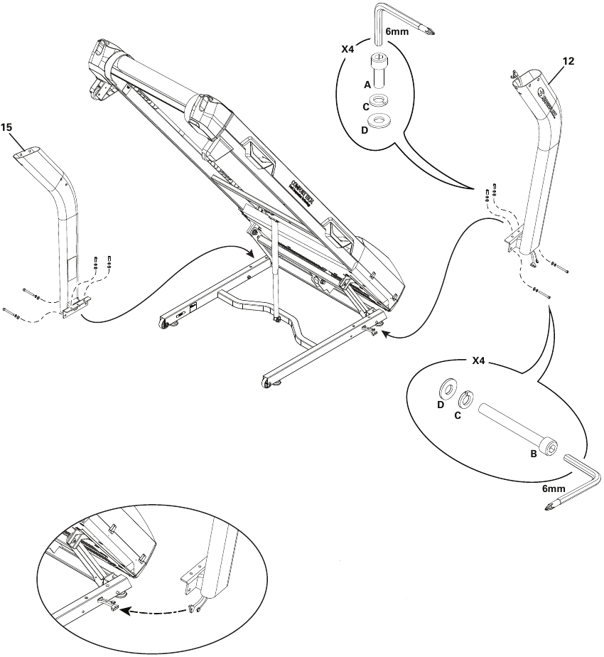 Bowflex - BXT6 - Montaje - Paso 2 - Conectar los cables de E/S Montaje - Paso 2 - Conectar los cables de E/S