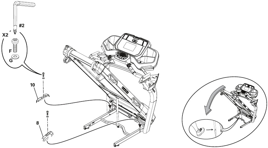 Bowflex - BXT6 - Montaje - Paso 8 - Fijar las cubiertas de la base Montaje - Paso 8 - Fijar las cubiertas de la base