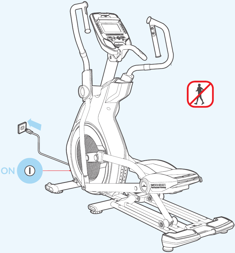 Bowflex - BXE226 - Haz un seguimiento de tu progreso - Paso 1 - Enciende la máquina Haz un seguimiento de tu progreso - Paso 1 - Enciende la máquina