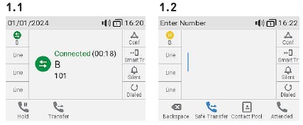 Snom - D735 - Transferencia de llamada a ciegas: llamada activa Transferencia de llamada a ciegas: llamada activa