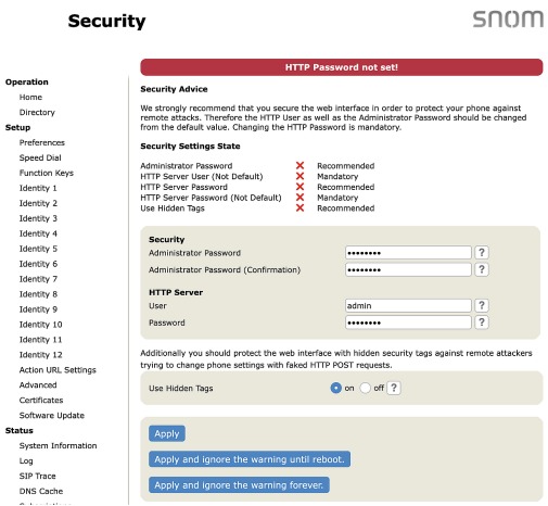 Snom - D785 - Ajuste de la configuración del dispositivo a través de la interfaz de usuario web Ajuste de la configuración del dispositivo a través de la interfaz de usuario web