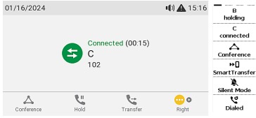Snom - D785 - Transferencia de llamada atendida con una sola llamada - Paso 1 Transferencia de llamada atendida con una sola llamada - Paso 1