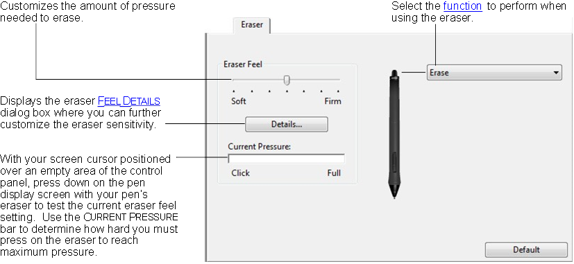 Wacom - Cintiq - AJUSTE DE LA SENSIBILIDAD DE LA GOMA AJUSTE DE LA SENSIBILIDAD DE LA GOMA
