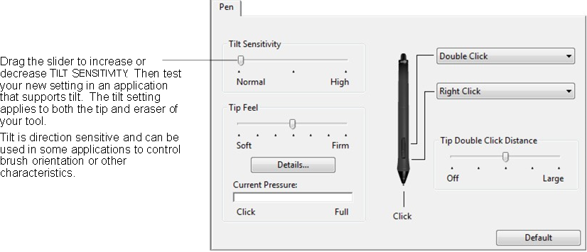 Wacom - Cintiq - PERSONALIZACIÓN DE LA SENSIBILIDAD A LA INCLINACIÓN PERSONALIZACIÓN DE LA SENSIBILIDAD A LA INCLINACIÓN