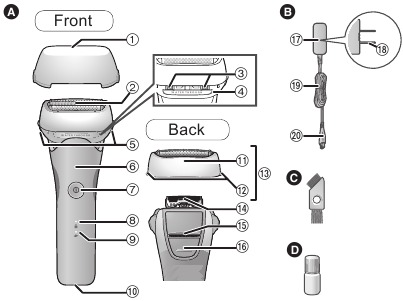Panasonic - ES-LT2B - Identificación de las piezas Identificación de las piezas