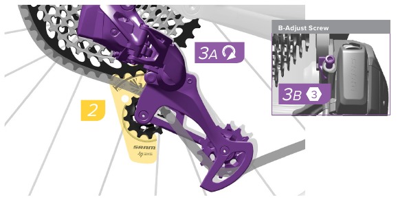 SRAM - Eagle AXS - Ajuste del espacio de la cadena con el medidor Ajuste del espacio de la cadena con el medidor