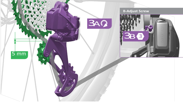 SRAM - Eagle AXS - Ajuste del espacio de la cadena sin galga Ajuste del espacio de la cadena sin galga