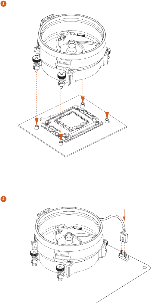ASROCK - A620M HDV/M.2 - Instalación del refrigerador de la CPU (tipo 1) - Paso 2 Instalación del refrigerador de la CPU (tipo 1) - Paso 2