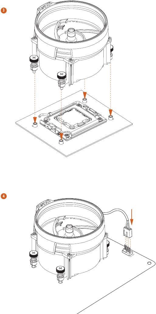 ASROCK - A620M HDV/M.2 - Instalación del refrigerador de la CPU (tipo 2) - Paso 2 Instalación del refrigerador de la CPU (tipo 2) - Paso 2
