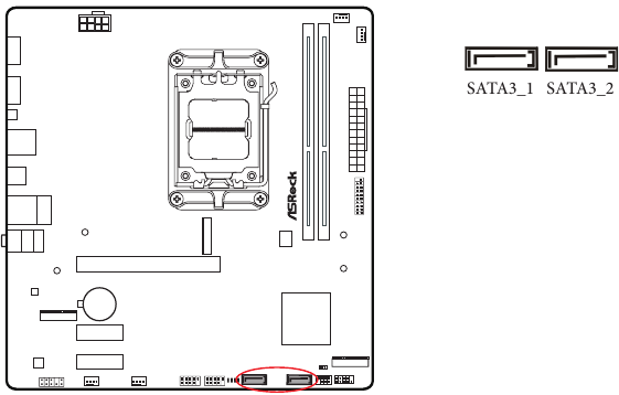 ASROCK - A620M HDV/M.2 - Cabezales y conectores integrados - Conectores Serial ATA3 Cabezales y conectores integrados - Conectores Serial ATA3