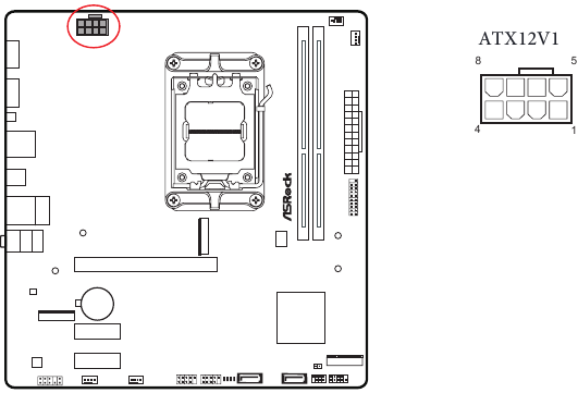 ASROCK - A620M HDV/M.2 - Cabezales/conectores integrados - Conector de alimentación ATX 12V Cabezales/conectores integrados - Conector de alimentación ATX 12V