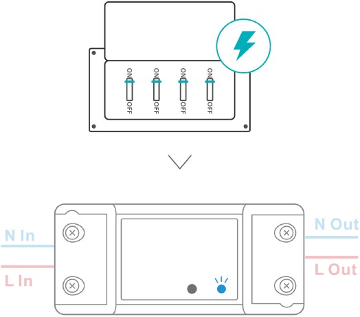 Sonoff - BASICR4 - Instalación - Paso 3 - Encender Instalación - Paso 3 - Encender