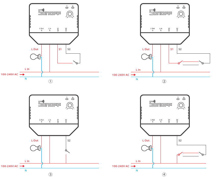 Sonoff - ZBMINI-L - Instrucciones de cableado Instrucciones de cableado
