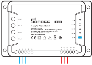 Sonoff - 4CH - Instrucciones de funcionamiento - Encender Instrucciones de funcionamiento - Encender