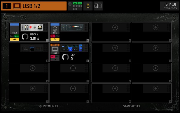 Behringer - WING RACK - Pantallas principales - Pantalla EFFECTS Pantallas principales - Pantalla EFFECTS