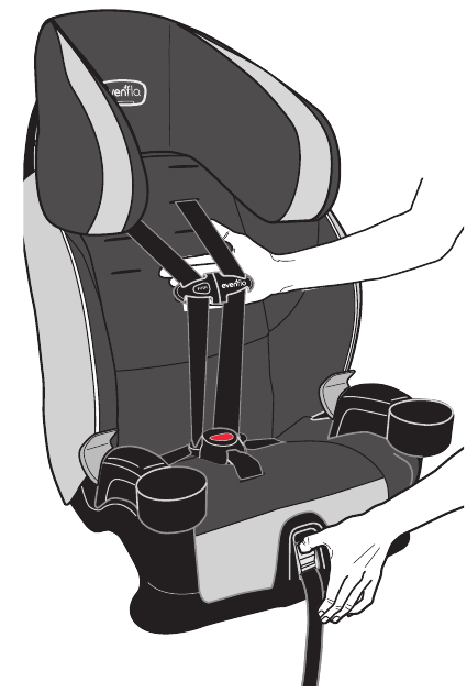 Evenflo - Chase Plus - Extracción de la almohadilla del asiento - Paso 1 Extracción de la almohadilla del asiento - Paso 1