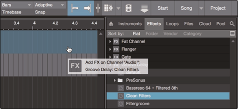PreSonus - Studio 1810c - Arrastrar y soltar efectos Arrastrar y soltar efectos