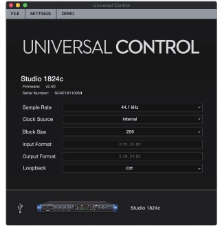 PreSonus - Studio 1810c - Ventana de inicio de UC Surface Ventana de inicio de UC Surface