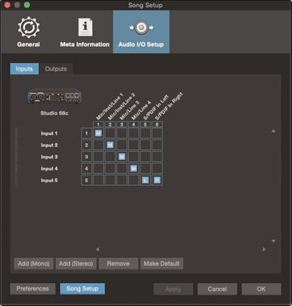 PreSonus - Studio 68c - Creación de una nueva canción - Configuración de su E/S - Paso 2 Creación de una nueva canción - Configuración de su E/S - Paso 2