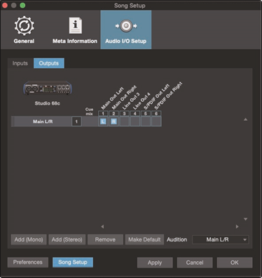 PreSonus - Studio 68c - Creación de una nueva canción - Configuración de su E/S - Paso 3 Creación de una nueva canción - Configuración de su E/S - Paso 3