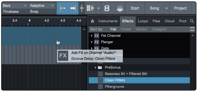 PreSonus - Studio 68c - Efectos de arrastrar y soltar Efectos de arrastrar y soltar