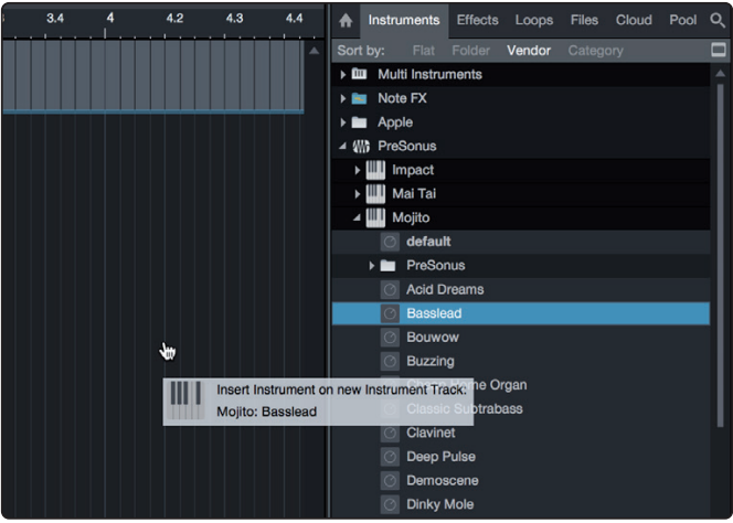 PreSonus - Studio 68c - Instrumentos virtuales de arrastrar y soltar Instrumentos virtuales de arrastrar y soltar