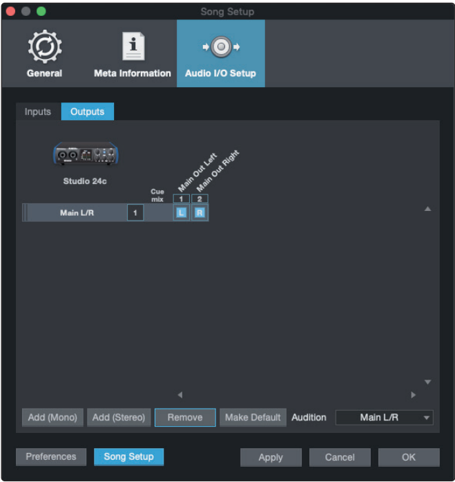 PreSonus - Studio 24c - Creating a New Song - Configuring Your I/O - Step 3 Crear una nueva canción - Configuración de su E/S - Paso 3