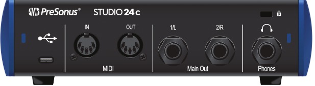 PreSonus - Studio 24c - Hookup - Back Panel Connections Conexión - Conexiones del panel trasero