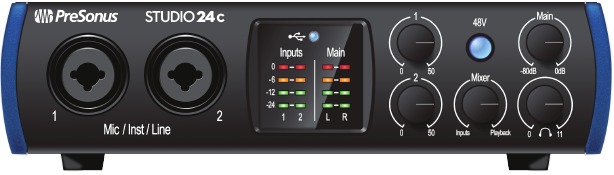 PreSonus - Studio 24c - Hookup - Panel Connections - Step 1 Conexión - Conexiones del panel - Paso 1