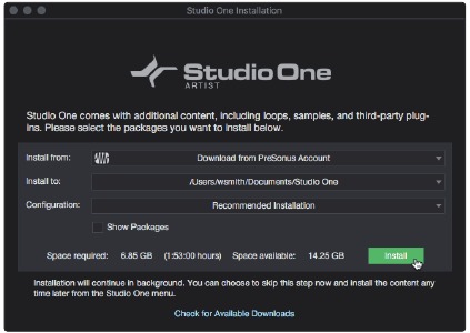 PreSonus - Studio 24c - Instalación de contenido incluido para Studio One Artist Instalación de contenido incluido para Studio One Artist