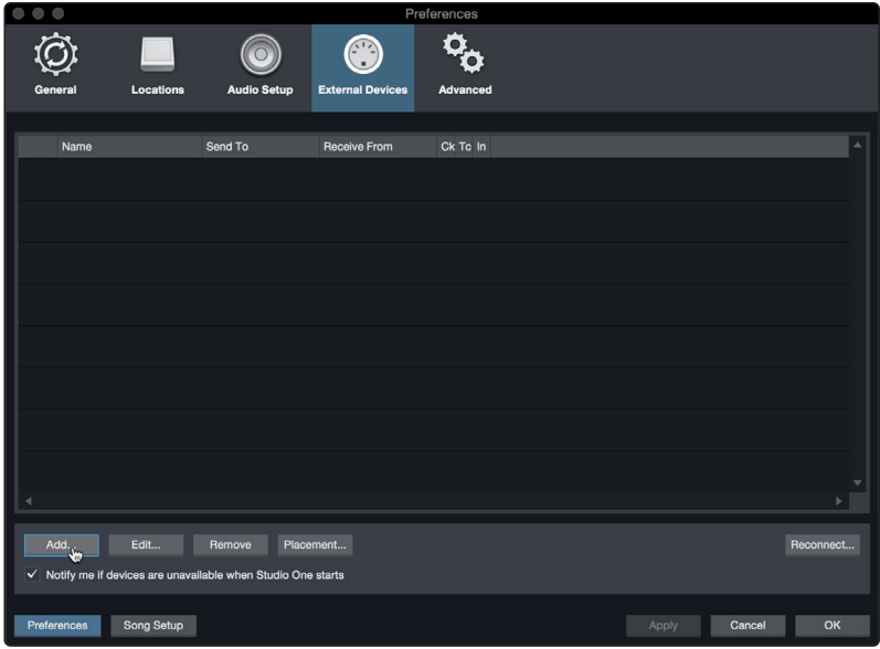 PreSonus - Studio 24c - Configuración de un módulo de sonido MIDI externo - Paso 1 Configuración de un módulo de sonido MIDI externo - Paso 1