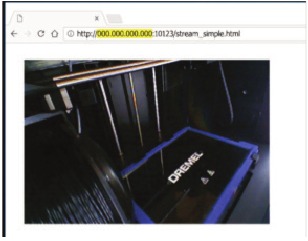 Dremel - 3D45 - Uso de la cámara a través de un navegador web - Paso 3 Uso de la cámara a través de un navegador web - Paso 3