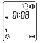 Pantalla LCD que muestra el icono de la frente