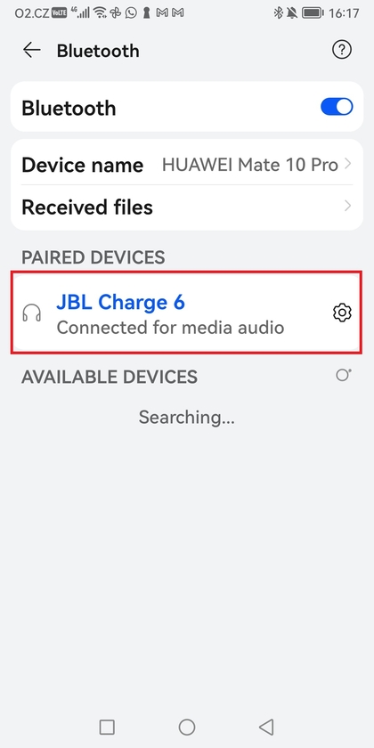 Lista de dispositivos Bluetooth con JBL Charge 6