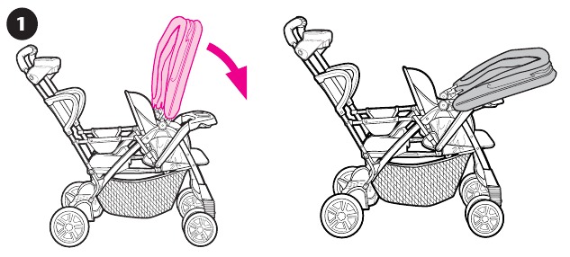 Graco - ROOMFOR2 - Para plegar el cochecito - Paso 1 Para plegar el cochecito - Paso 1