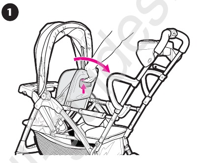 Graco - ROOMFOR2 - Para reclinar el asiento delantero - Paso 1 Para reclinar el asiento delantero - Paso 1