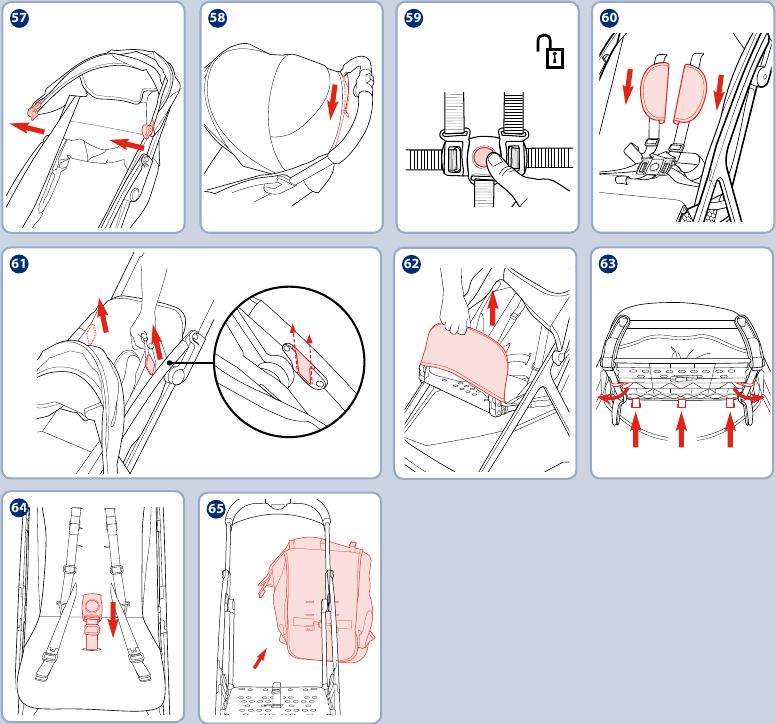 Graco - MYAVO - Uso - Paso 10 - Desmontaje y montaje de los textiles Uso - Paso 10 - Desmontaje y montaje de los textiles